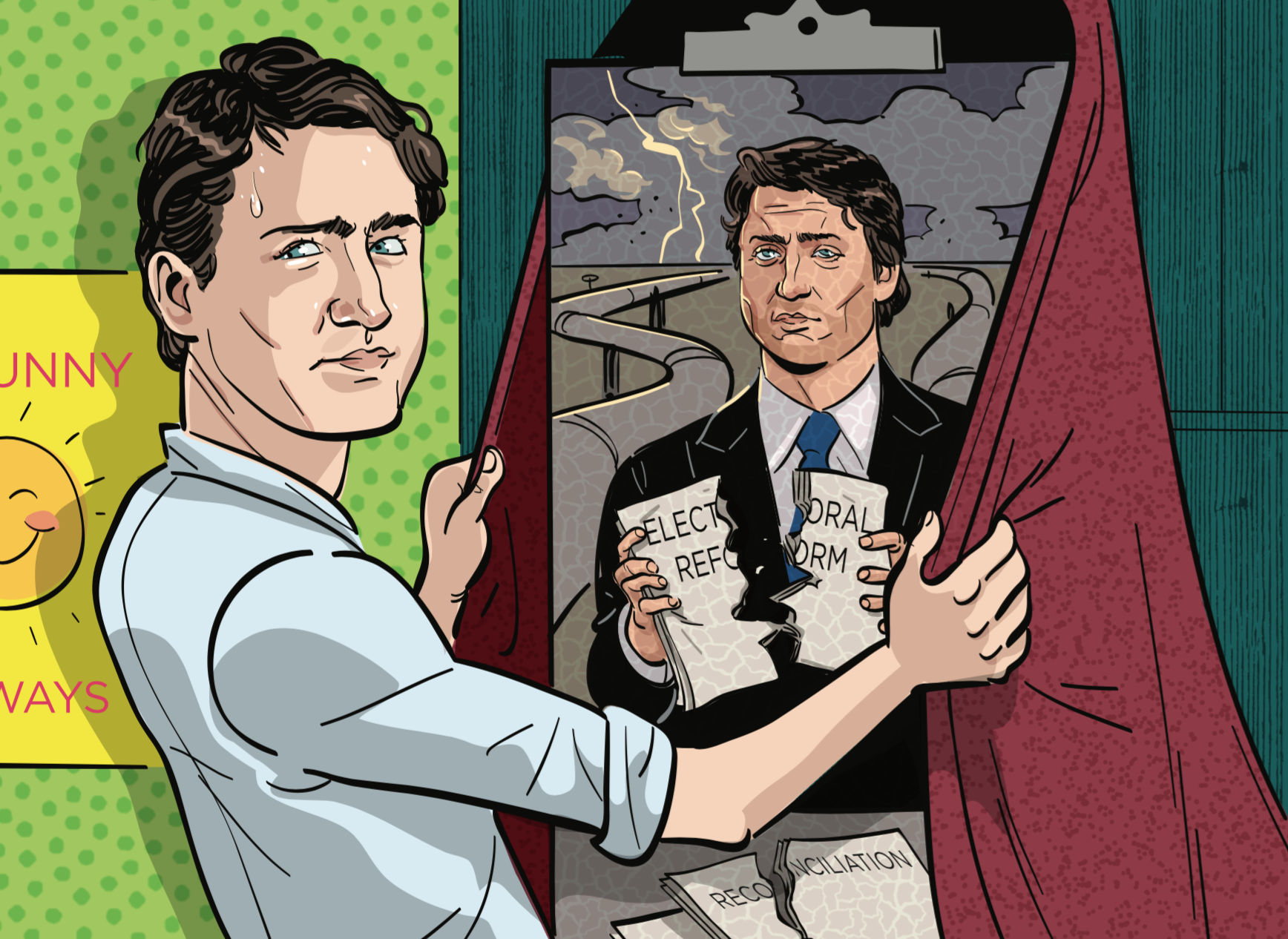 Cartoon of Justin Trudeau as Dorian Gray