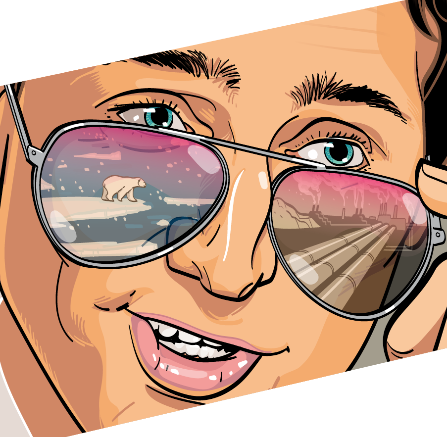 Cartoon of Justin Trudeau wearing shades