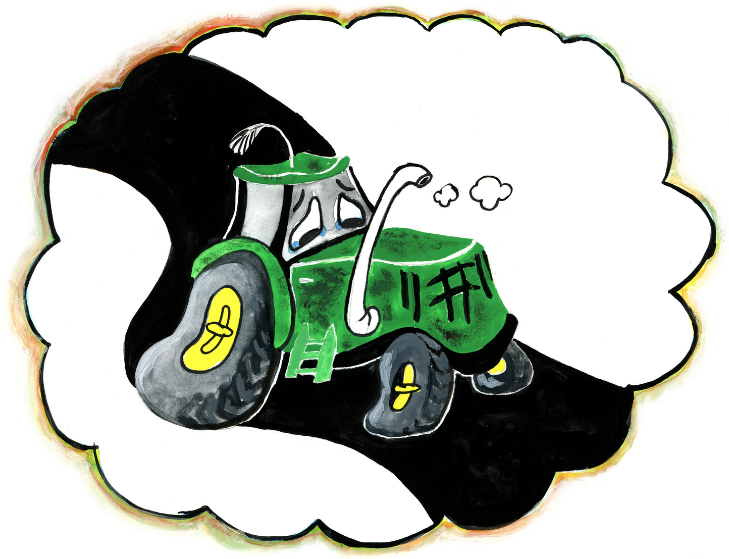 Illustration of tractor with face 
