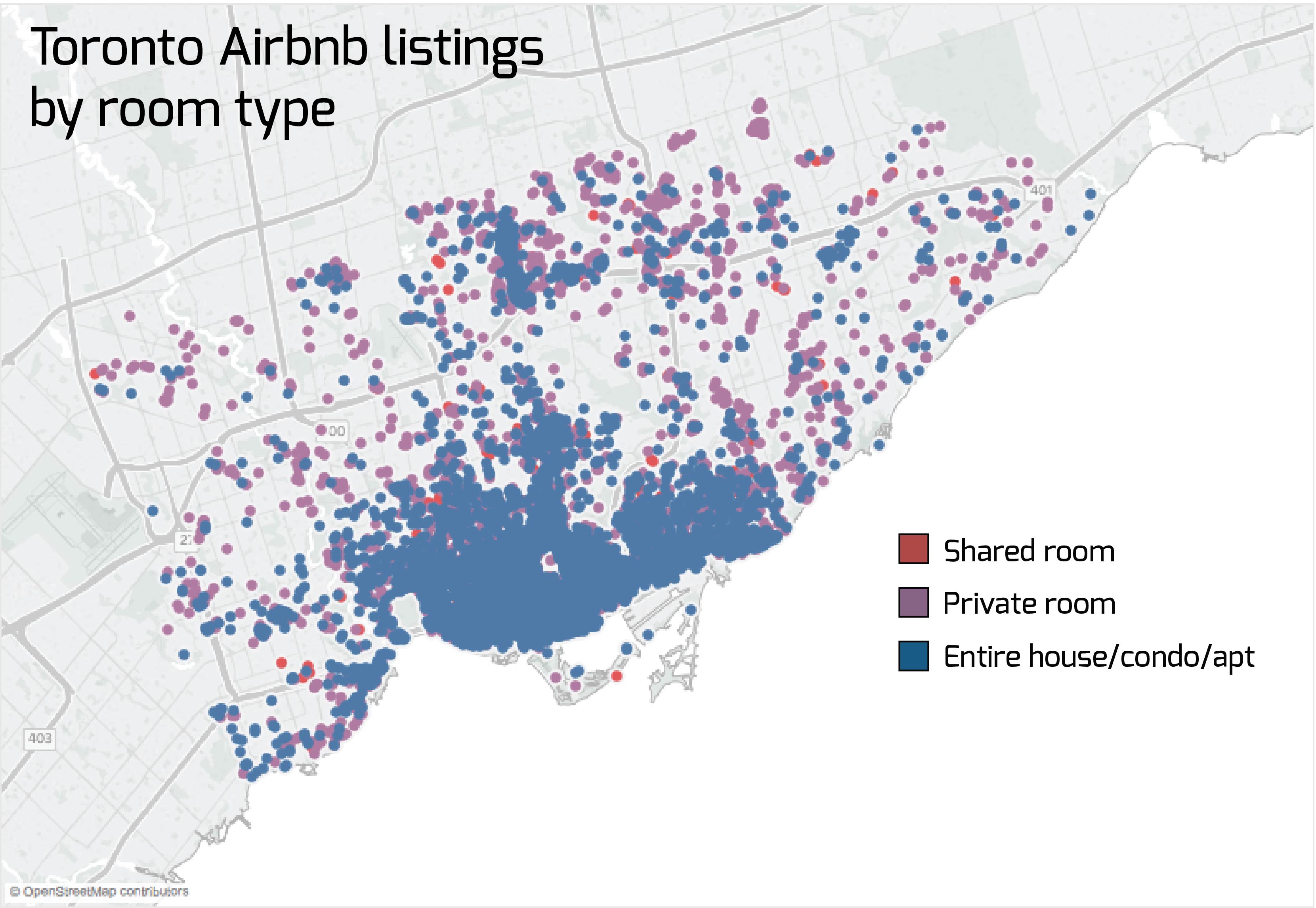 Toronto room type map