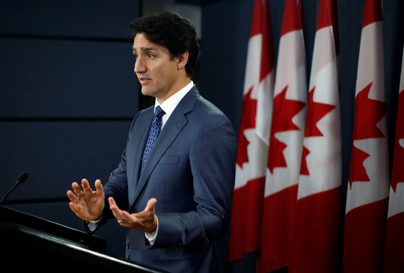 Canadian Prime Minister Justin Trudeau speaks at a press conference in Ottawa, Ontario, Canada October 23, 2019.  REUTERS/Patrick Doyle