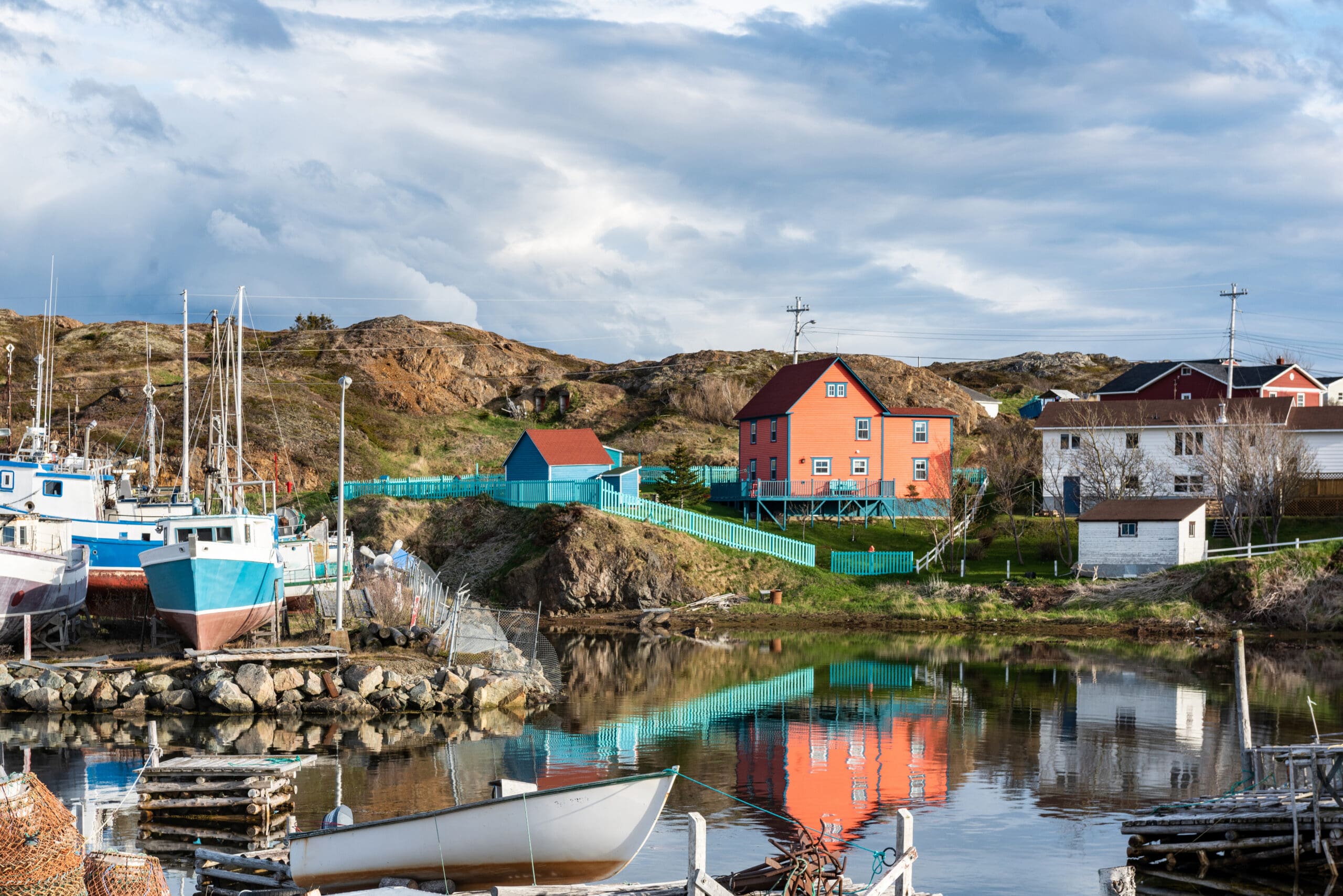 The harbour and fishing boats in the morning, Twillingate, Canada